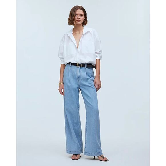Madewell The Harlow Wide Leg Jean Airy Denim Blue High Waisted Pockets US 27 - Picture 1 of 13